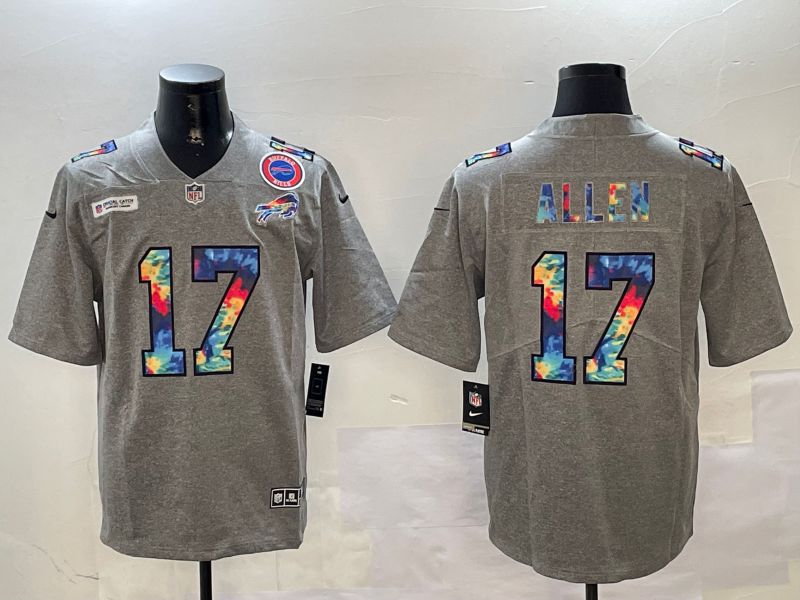 Men Buffalo Bills #17 Allen Grey Rainbow 2024 Nike Limited NFL Jersey style 2->buffalo bills->NFL Jersey